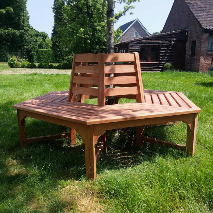 Banc d'arbre avec dossier en bois dur