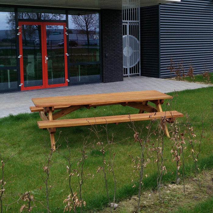 Geniet van buitenmaaltijden aan deze robuuste tafel - 4.5 cm planken