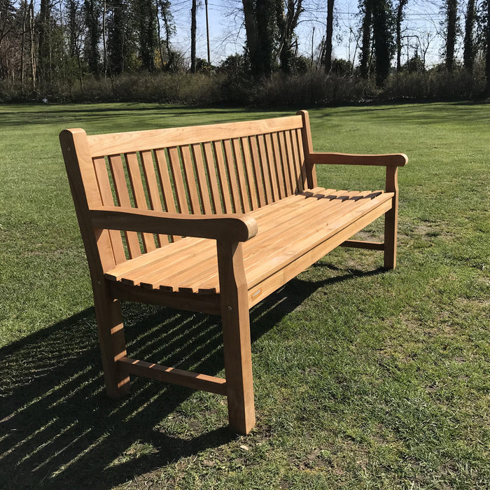 Banc de parc robuste en TECK Norwich - 180 cm | 6 cm. jambes épaisses