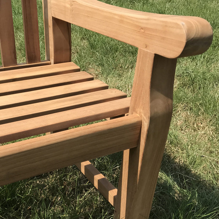 Banc de jardin en teck 3 pieds (300 x 91 cm) Norwich - épaisseur des pieds 6 cm