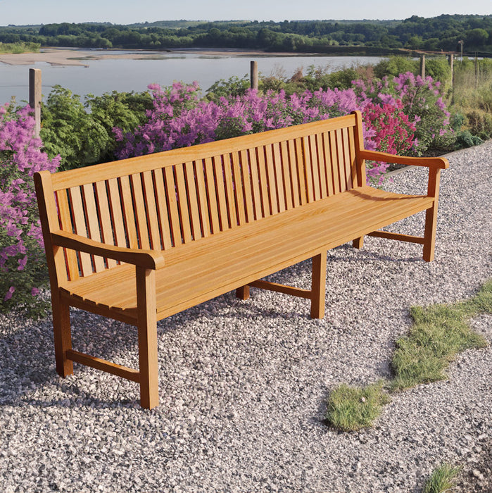 Banc de jardin en teck 3 pieds (250 x 91 cm) Norwich - épaisseur des pieds 6 cm