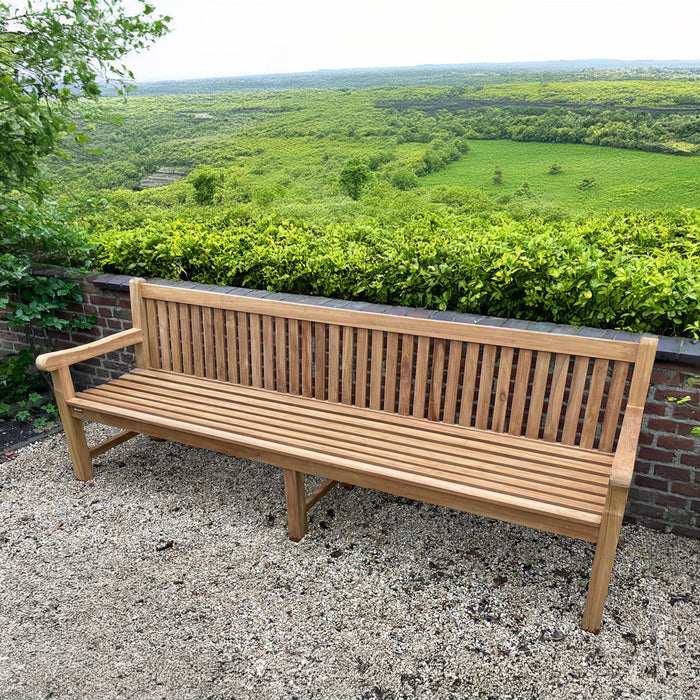 Banc de jardin en teck 3 pieds (250 x 91 cm) Norwich - épaisseur des pieds 6 cm