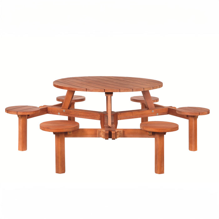 Ronde Hardhouten Picknicktafel (230 x 77 cm) - Voor 6 Personen